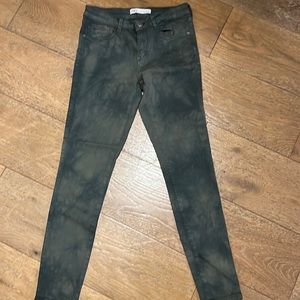Zara Tie Dye Mid-Rise Skinny Jeans Green